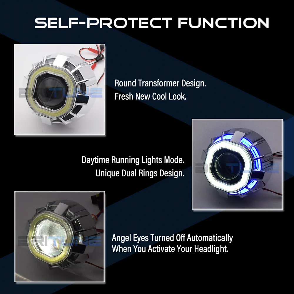 Bi-xenon проектор фары линзы 8,0 H1 HID квадратный светодиодный ангельские глазки DRL двойной COB Halos для H7 H4 авто аксессуары тюнинг