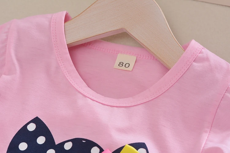 Комплект одежды для маленьких девочек Новинка лета 2019 хлопковая футболка в