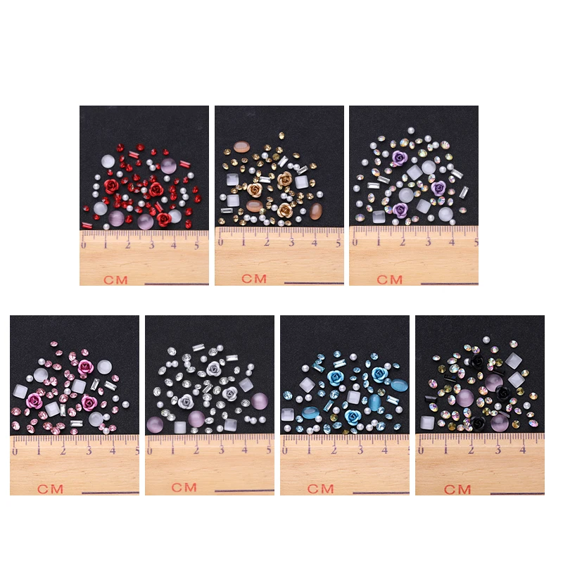 Metal Rose Round Opals Crystal Gemstone Beads Rhinestones Nail Decorations DIY 3D Art Decoration | Красота и здоровье