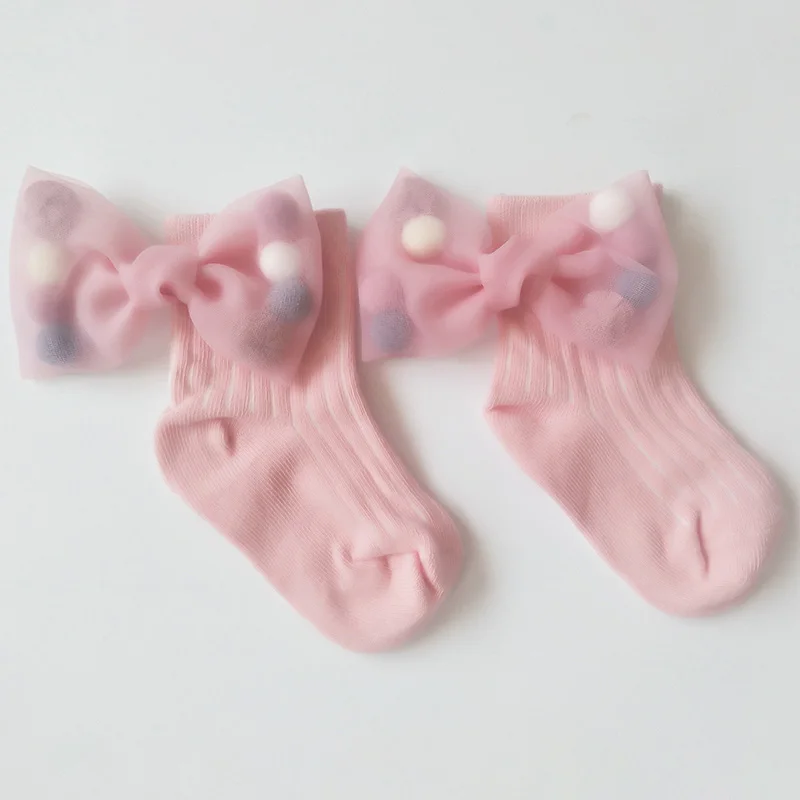 Pink With Pink Bow Милые короткие носки для маленьких девочек с большим бантом; Детские хлопковые носки; детские носки для девочек; носки принцессы; носки для малышей - Цвет: Pink With Pink Bow