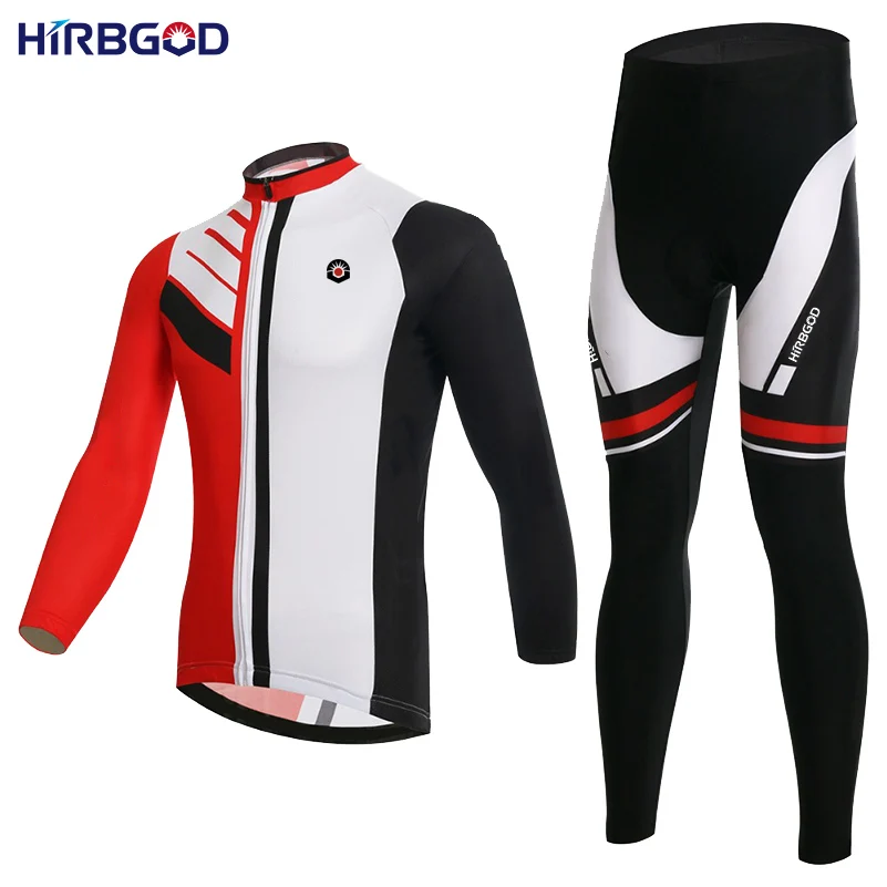 spring set Hirbgod мужские Длинные рукава велосипедные костюмы Красный, черный, белый полосатый велорубашка Джерси+ Штаны dh Одежда MTB Велосипеды набор, NM495 - Цвет: spring set