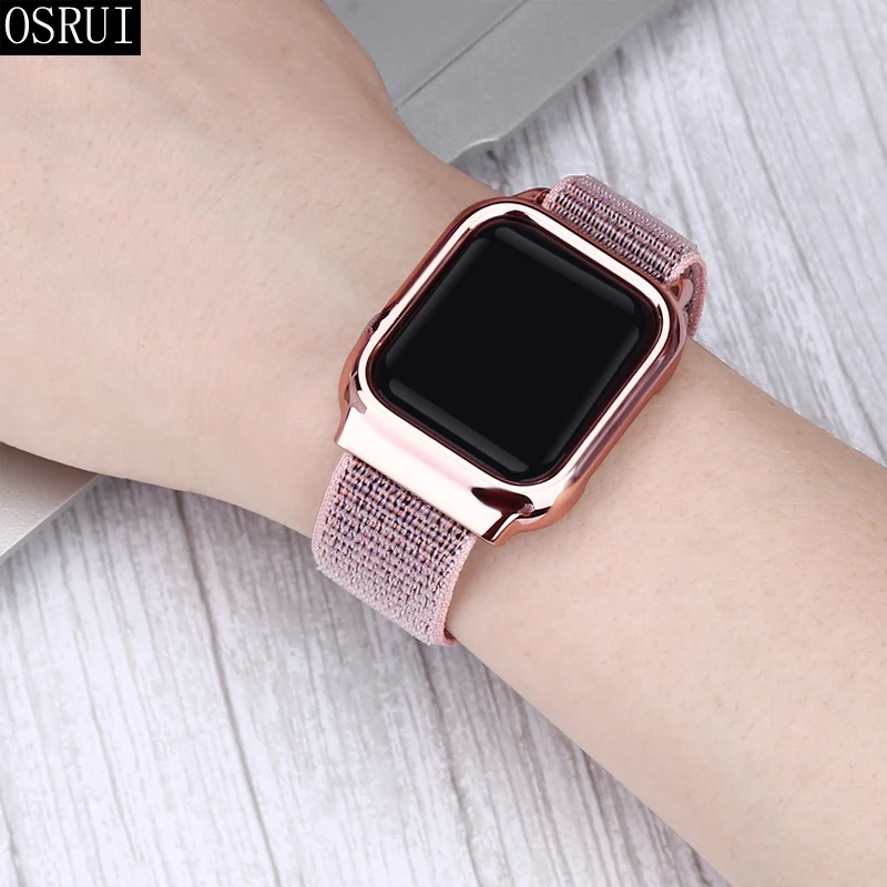 Ремешок для Apple watch band 44 мм 40 мм correa iwatch series 5 4 sport нейлоновая петля+ чехол для Apple watch 4 5 аксессуары высокого качества