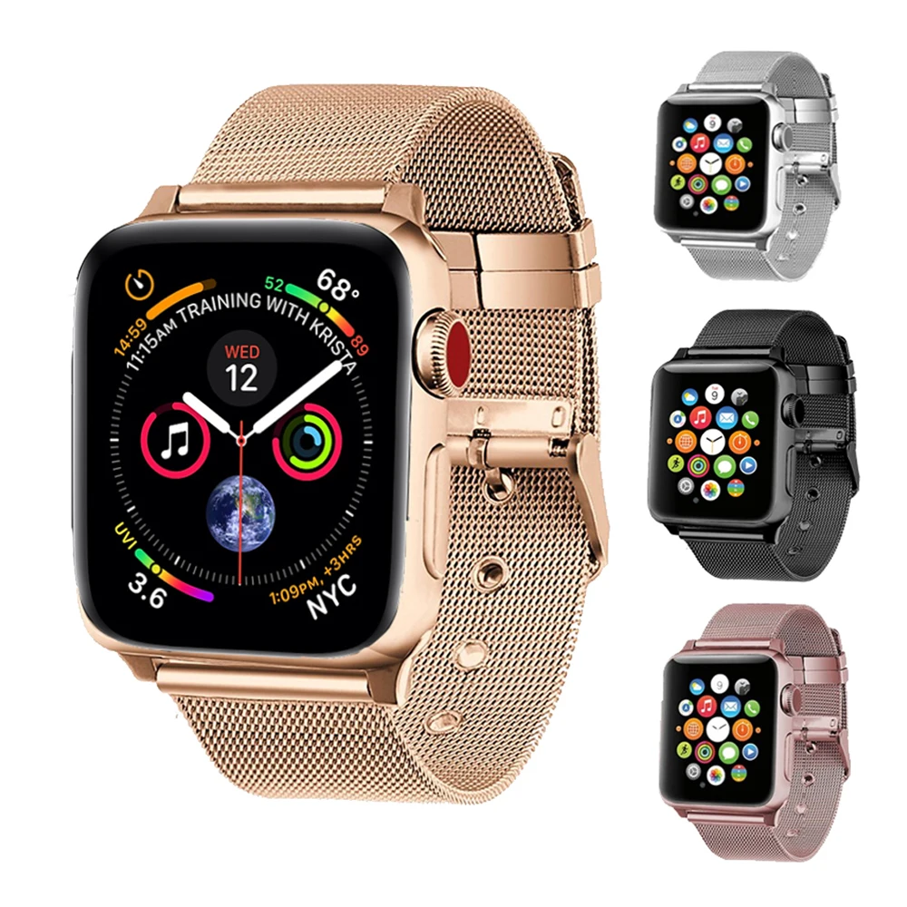 Ремешок Миланская петля для iWatch band 44 мм 40 42 38 браслет из нержавеющей стали