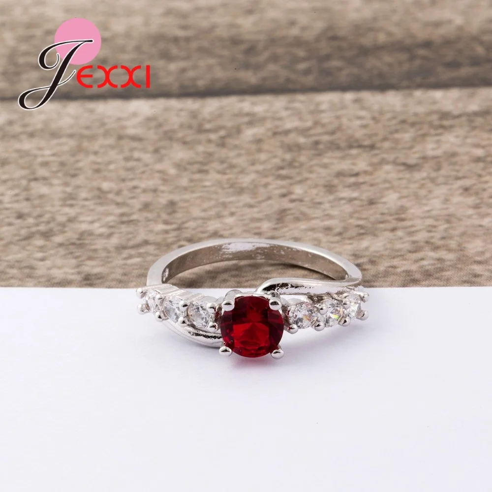 Корейский стиль красный круглый камень кольца женские украшения для коктейля
