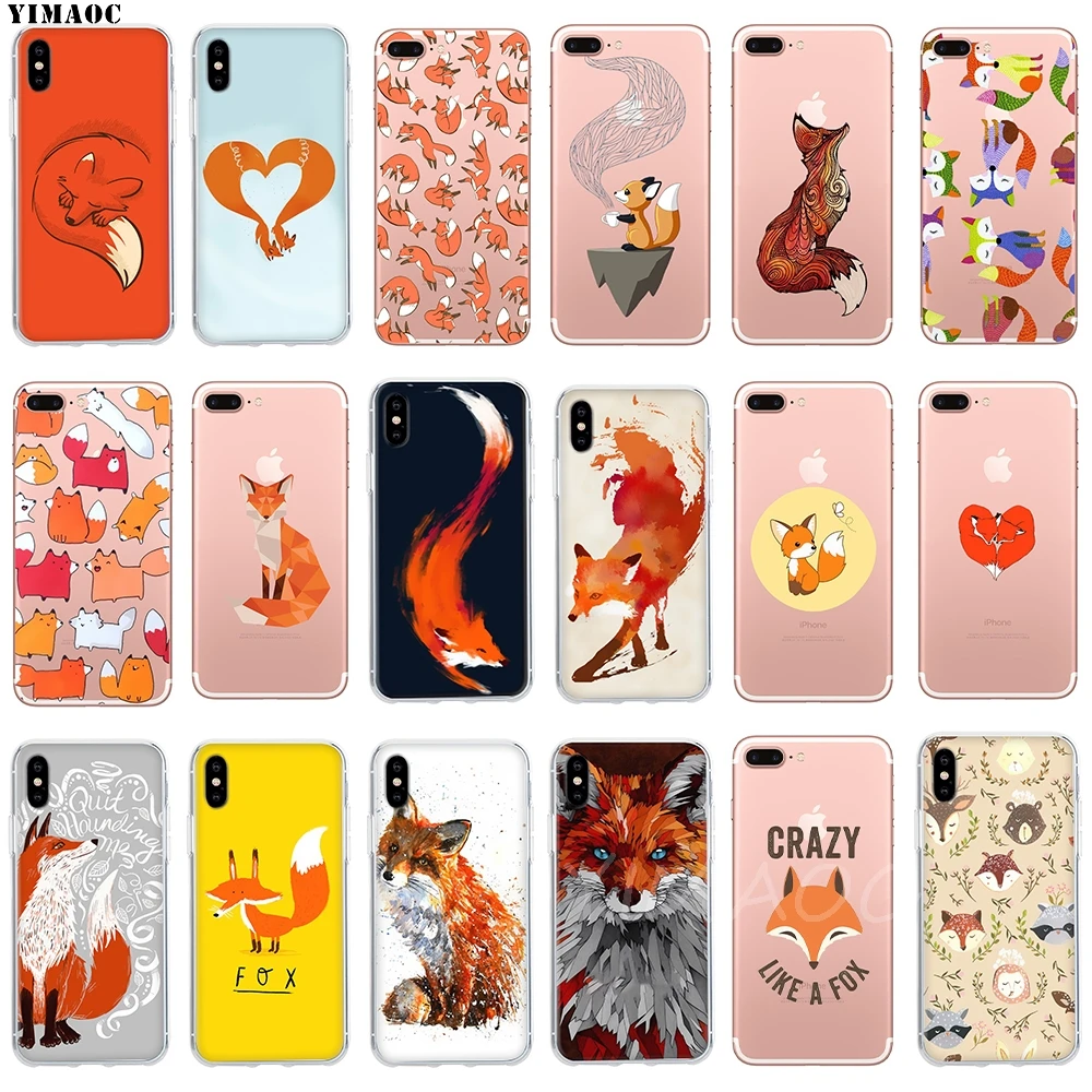 YIMAOC Animal puzzle foxes fox Soft TPU Silicone Case Cover for iPhone 8 7 6 6S Plus 5 5S SE X XS Max XR Shell Cases |