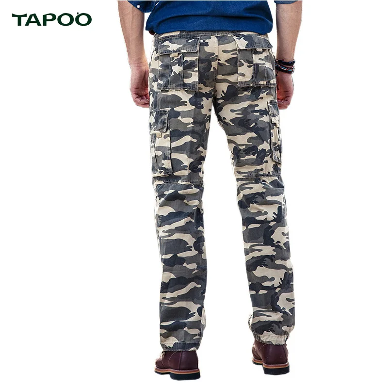 Tapoo мужчины камо cargo pants khaki камуфляж моды случайные брюки свободные плюс размер