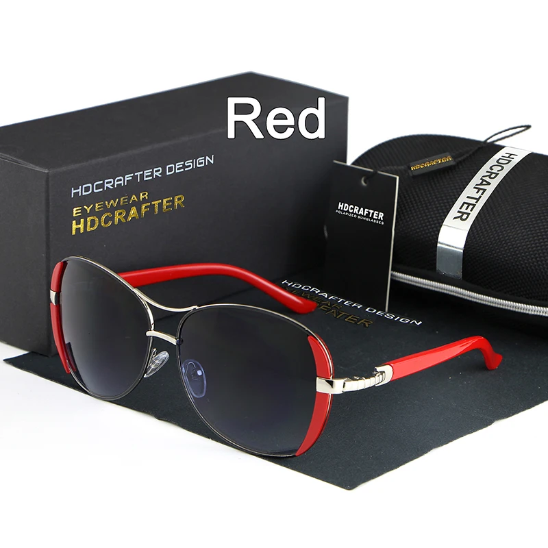 Red HDCRAFTER солнцезащитные очки для женщин брендовые дизайнерские винтажные вождения красные солнцезащитные очки для женщин oculos de sol feminino - Цвет линз: Red
