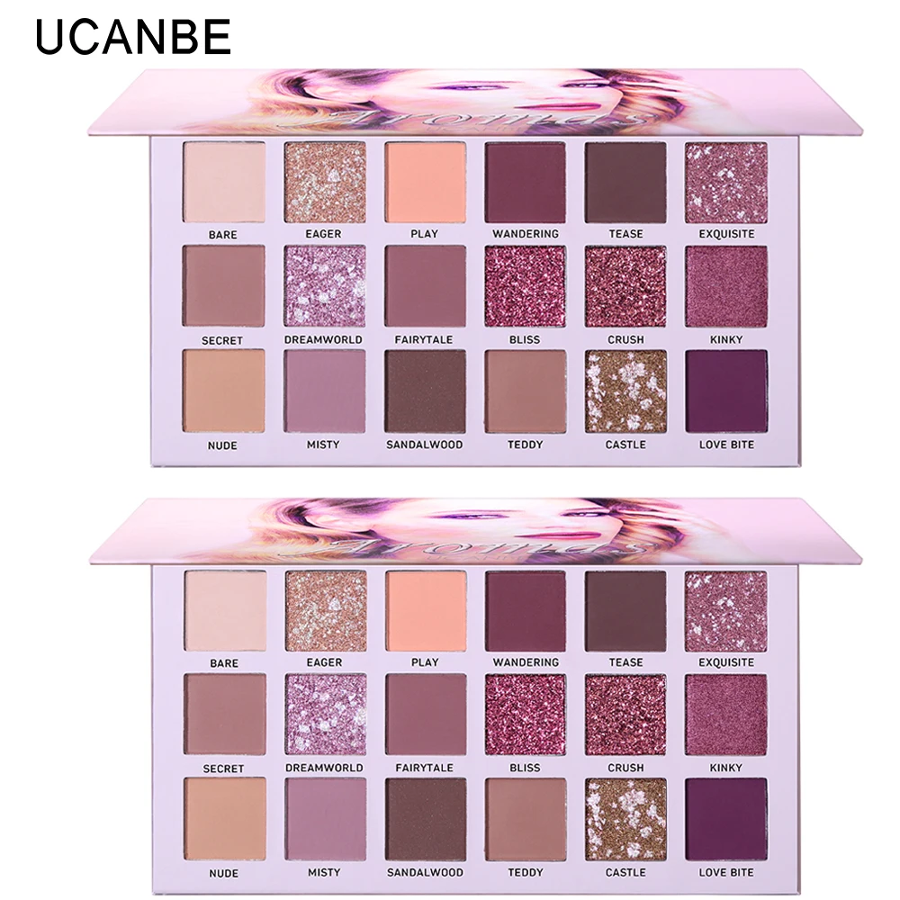 2PCS UCANBE 2 шт./компл. 18 видов цветов светло-бежевая палитра теней для век NUDE, макияж продолжительный блеск матовая пигментированные порошок тени для век Красота Косметика комплект - Цвет: 2PCS