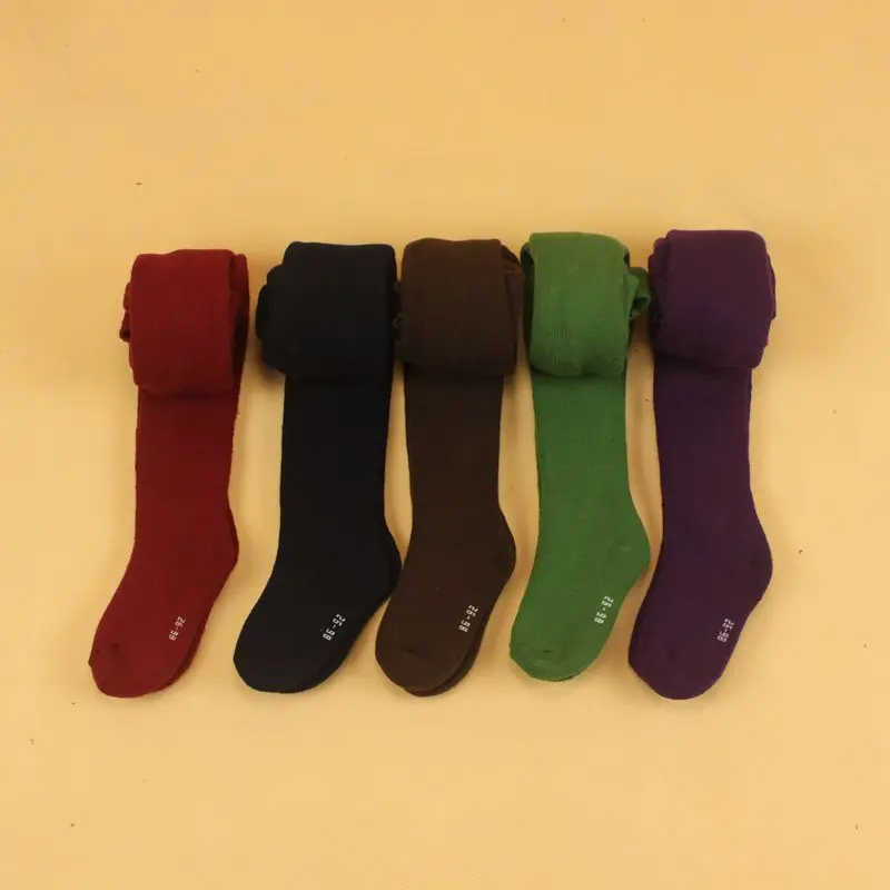 Хлопковые колготки для детей 2-5 лет на весну и осень 5 цветов черные красные