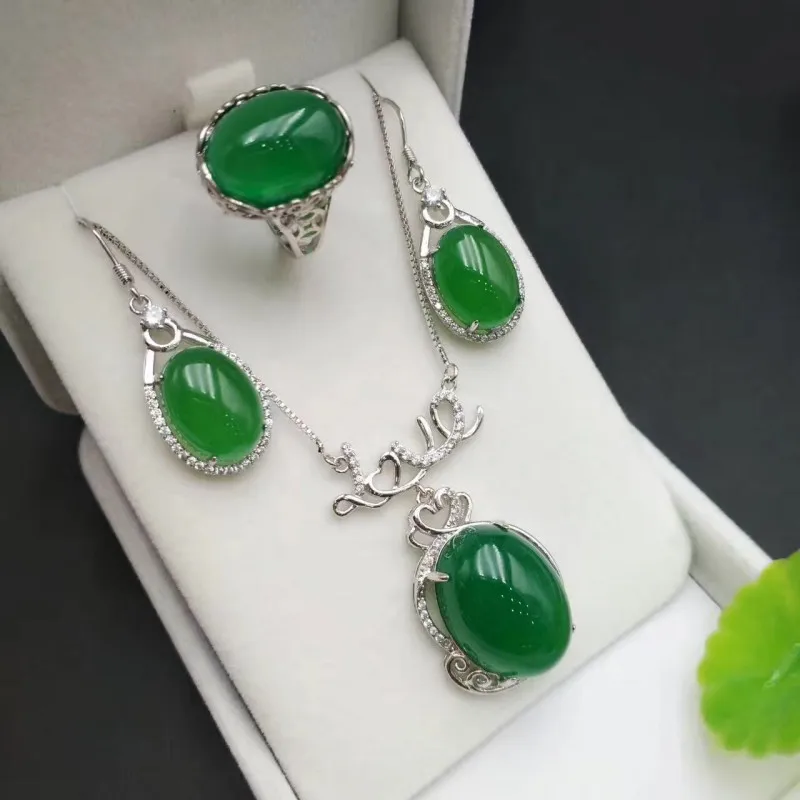 Набор халцедонов цепь из натурального серебра 925 пробы палочки для еды подвеска в