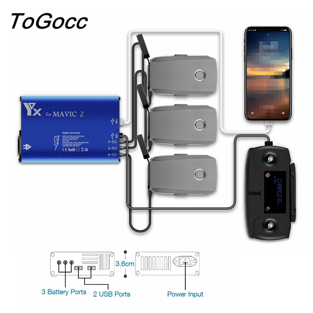 Зарядное устройство для батарей DJI Mavic 2 Pro Zoom пульта дистанционного управления