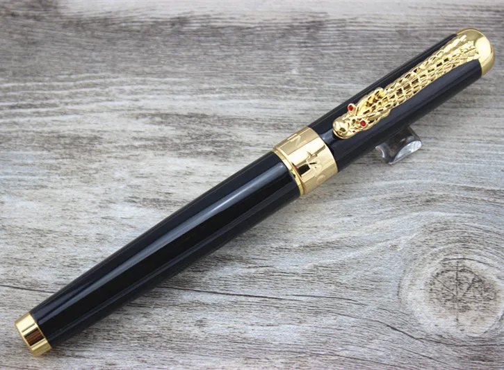 1 X Расширенная перьевая ручка Jinhao 1200 черный и золотой дракон клип Средний