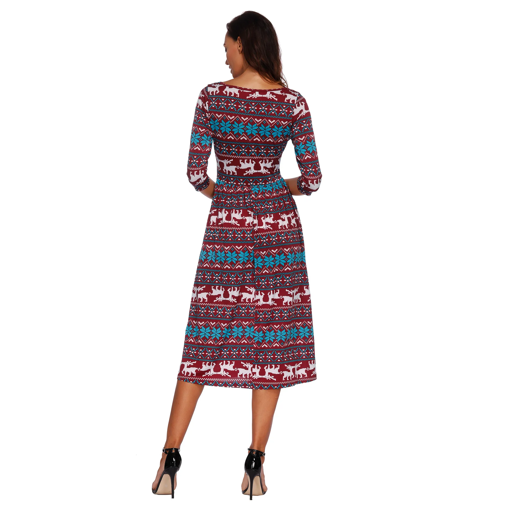 Женское платье с треугольным вырезом NORA длинное пляжное карманами и принтом в