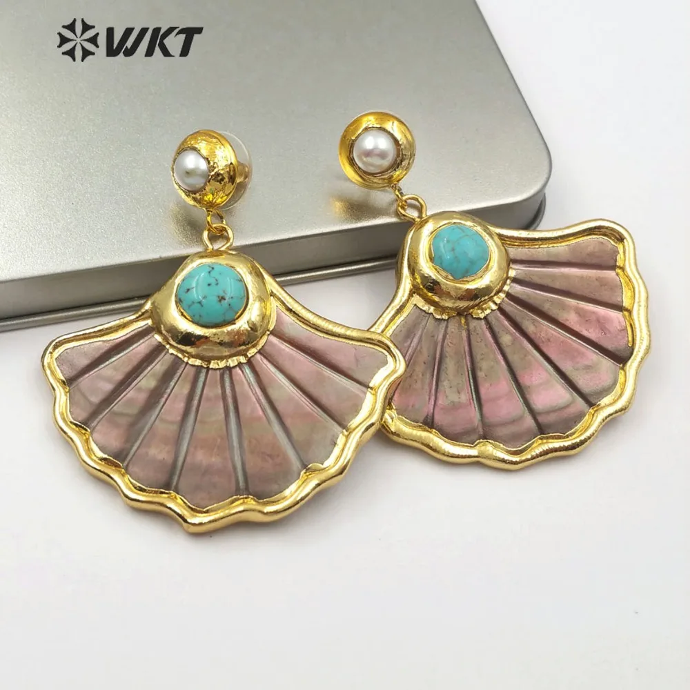 WKT WT-E504 Новый продукт! Серьги-капли с геометрическим элементом и зубчатыми