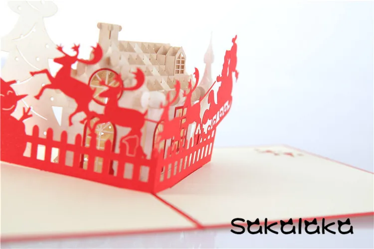 Творческий 3D ручной работы открытка с аббатством нарядное порез резной карточки