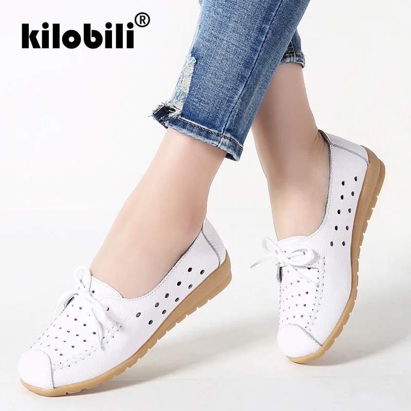 Kilobili/2019 г. весенняя женская обувь на плоской подошве из натуральной кожи женские