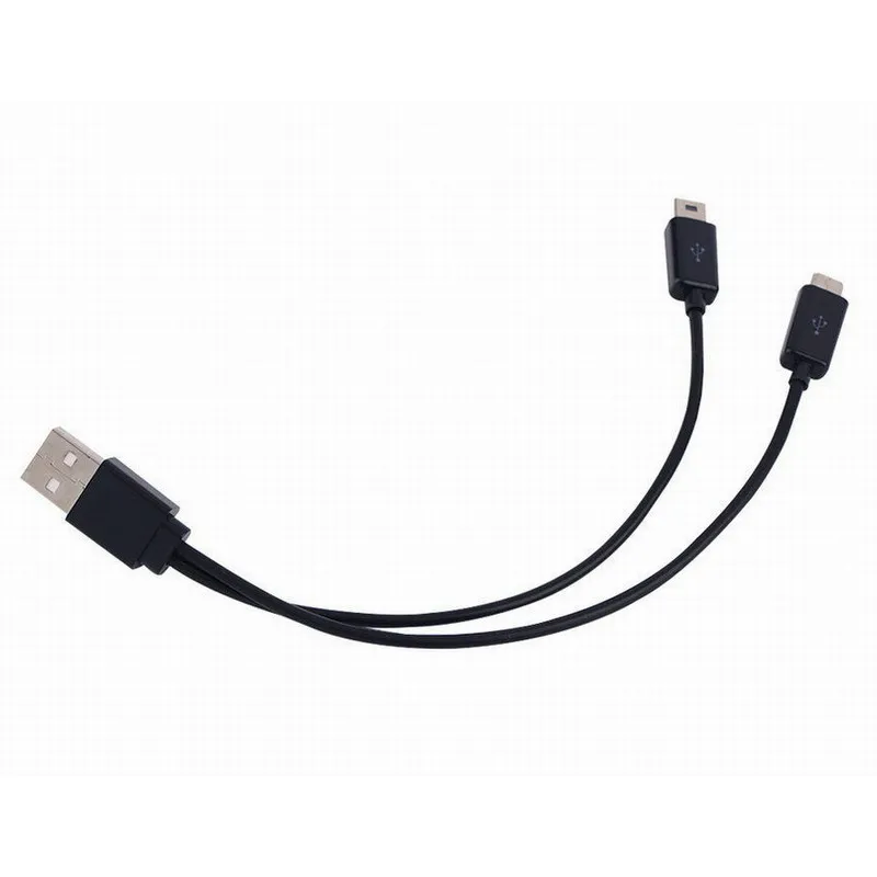 5 контактный переходник с USB папа на Mini и Micro зарядный кабель двумя разъемами