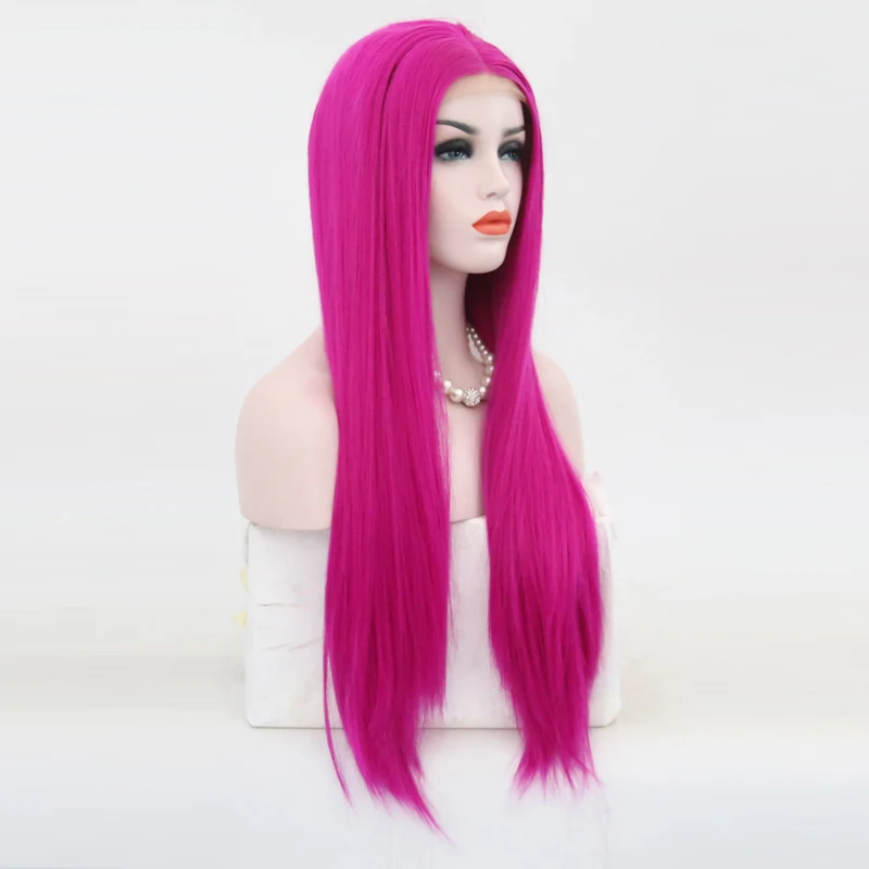 Парик из длинных шелковых прямых синтетических волос средняя часть высокая