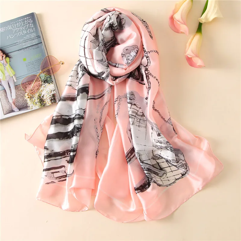 Модная бандана новый шелковый шарф роскошный женский бренд шарфы для женщин шаль