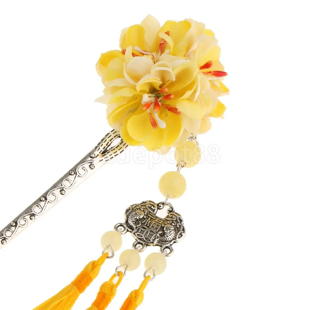 Заколка для волос с цветами Kanzashi Tassel Chignon Винтаж для кимоно Hanfu