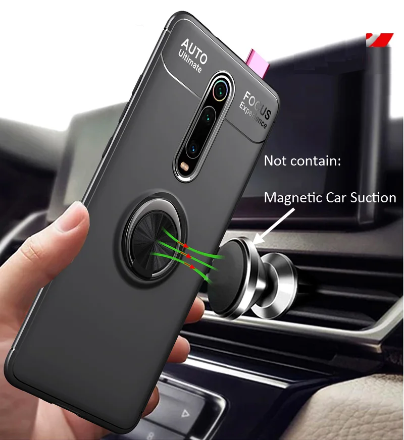 Автомобильный Магнитный чехол для Xiaomi Redmi K20 Pro Mi 9T прозрачный с кольцом