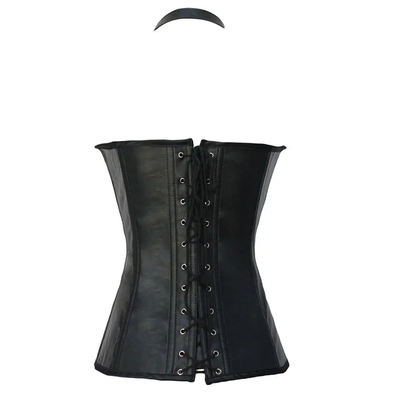 Женский корсет из искусственной кожи Stem Черный/Коричневый большого размера для