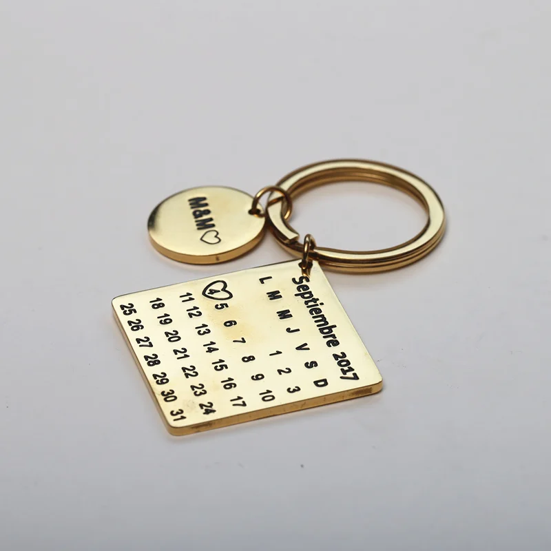 Fathers Day Sale Personalized Calendar Keychain Signature calendar key chain Hand Stamped Date highlighted with heart | Украшения и