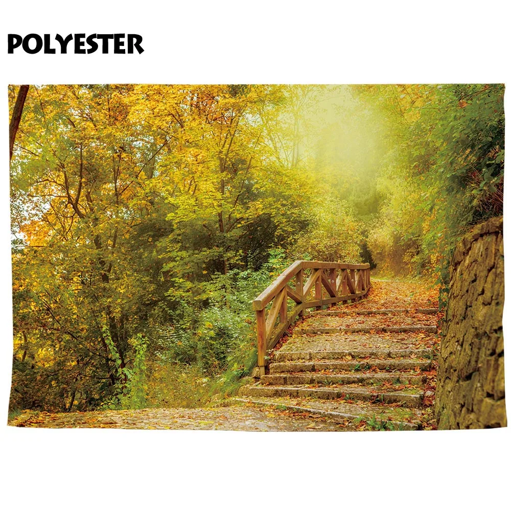 Allenjoy осенний фон для фотосъемки каменные лестницы деревья упавшие листья