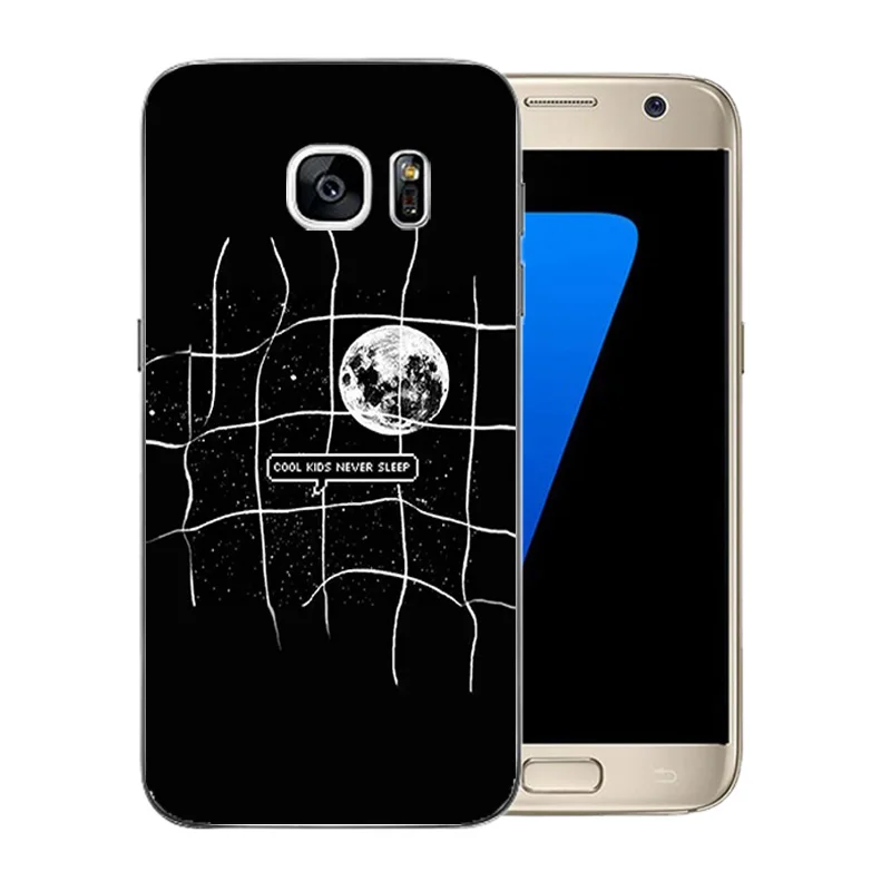 For Samsung Galaxy S7 G9300 G930 Silicon Grimace Pattern Clear Soft Case for Black Matte Coque Funda |