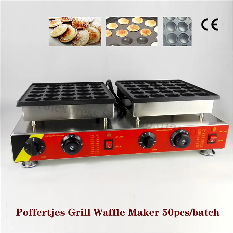 

50 Holes Dutch Poffertjes Machine Mini Pancake Puffs Grill Waffle Baker Maker 110V 220V for Dining Room Coffee Shop Restaurant