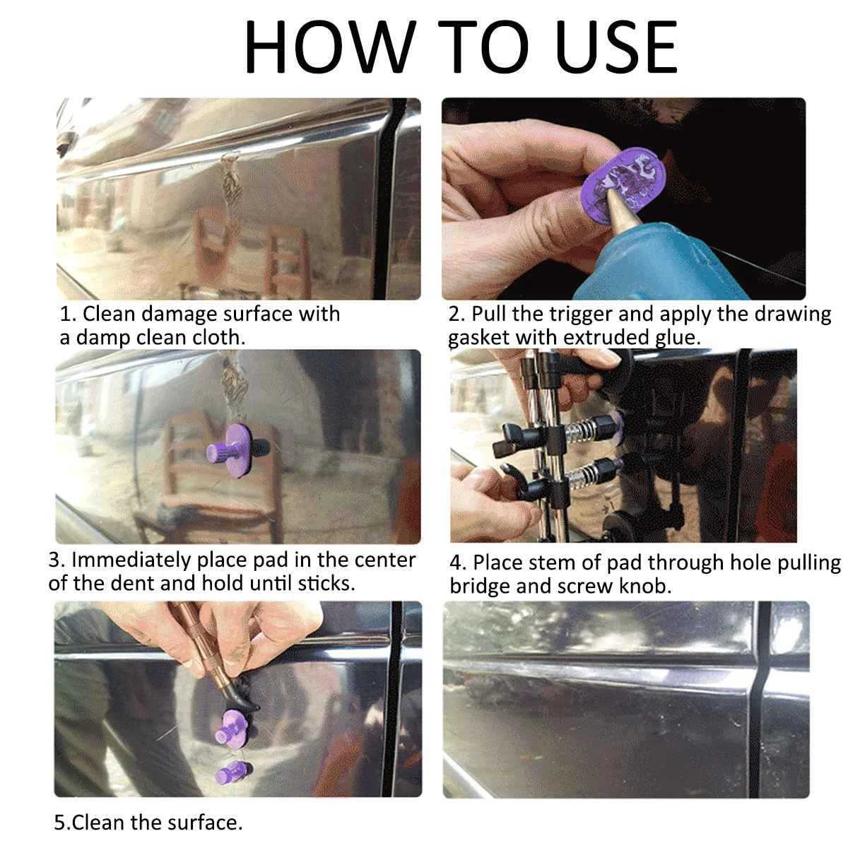 

New Car Dent Repair Tool +10xTabs for Car Body Removal Slide Suction Cup Bridge Set Vehicle Paintless Dent Repair Dent Puller