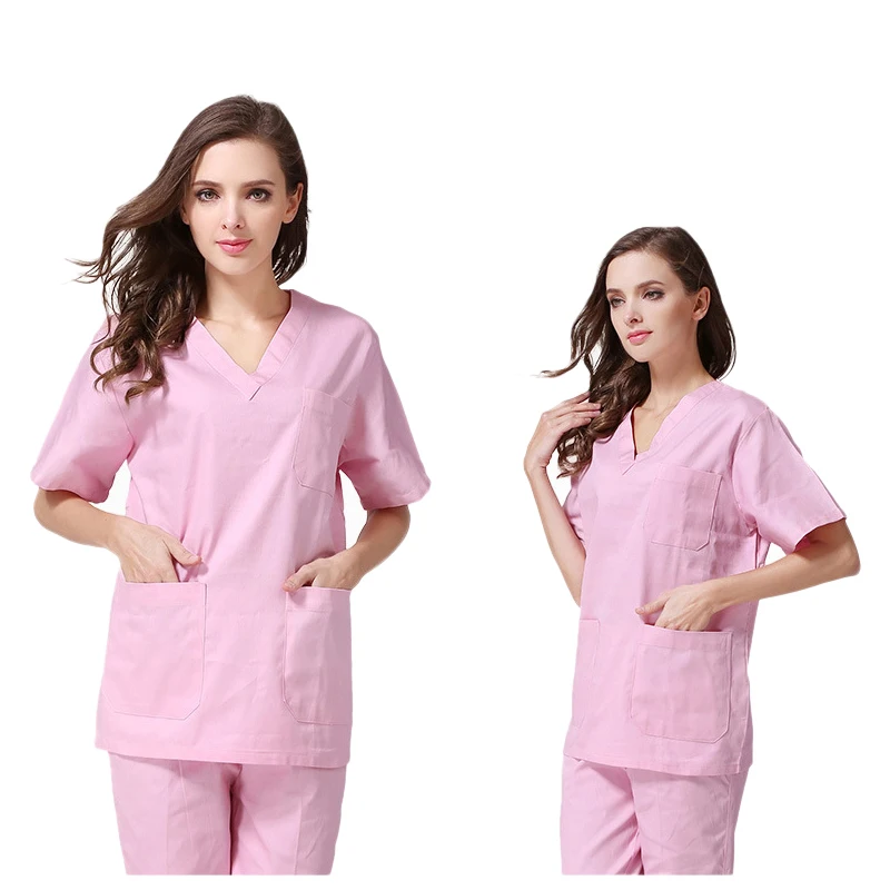 Clothes pants Viaoli, новая мода, женская медицинская униформа, одежда для кормящих, короткий рукав, рабочая одежда, v-образный вырез, однотонная, летняя, короткий рукав, униформа медсестры - Цвет: Clothes pants