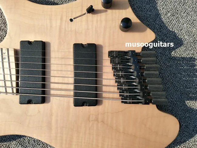 Musoo brand 8 струн fanned fret безголовая электрогитара|electric guitar with tremolo|fanned fretheadless electric |