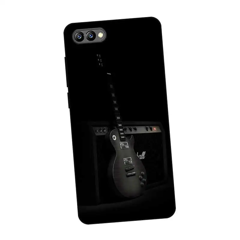 P076 Guitar Black Silicone Case Cover For Huawei Honor 6A 6C 6X 7C 7X 8 Lite Pro |