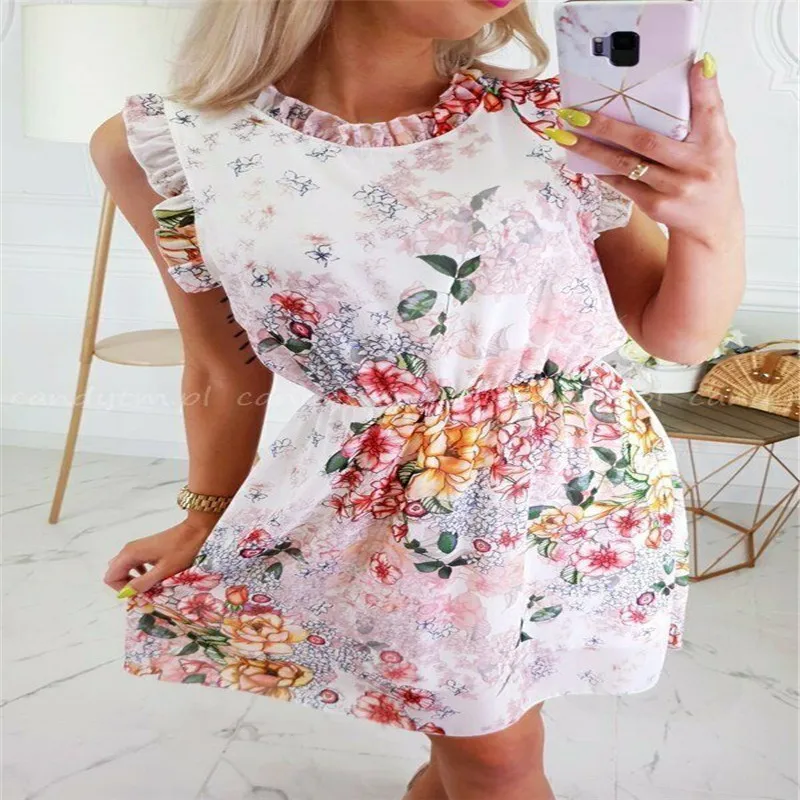 2019 Women Boho Floral Short Midi Dress Summer Sundress Beach Holiday Party Paisley | Женская одежда