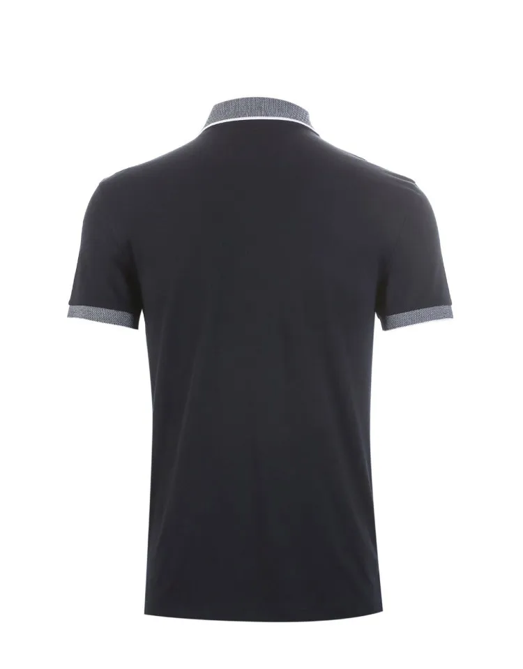 JackJones мужская хлопковая рубашка поло с коротким рукавом и контрастным отложным воротником 219206501