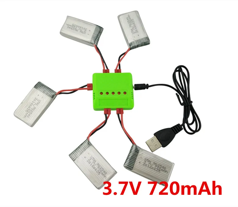 5PCS 3.7V 720mah lithium battery and charger SYMA X5HW X5HC Quadcopter accessories remote control aircraft parts | Игрушки и хобби