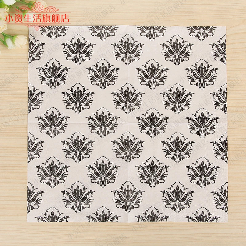 20 салфеток для серые черные золотые салфетки с цветочным узором декоративные