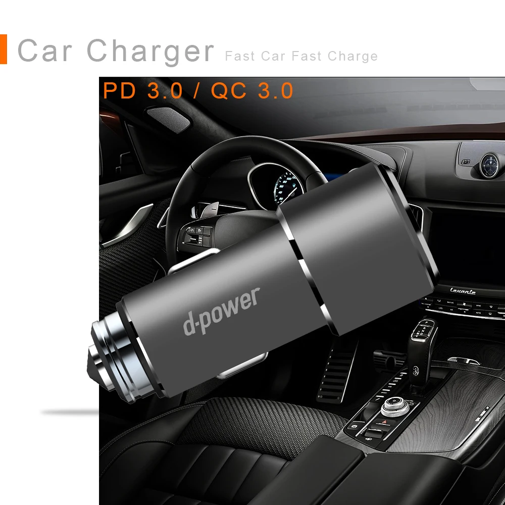 Dpower USB быстрое автомобильное зарядное устройство Быстрая PD3.0 для iphone samsung huawei