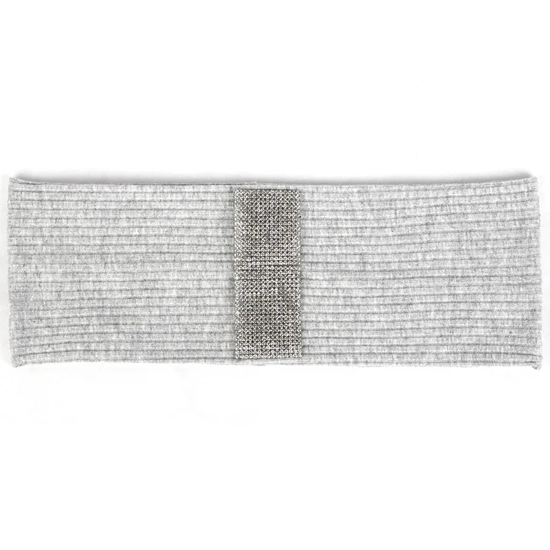Light Gray Silver Женская рифлёная головная повязка красочные аксессуары из стразов Алмазная плоская эластичная повязка для волос для женщин Полосатый тюрбан DT794 - Цвет: Light Gray Silver
