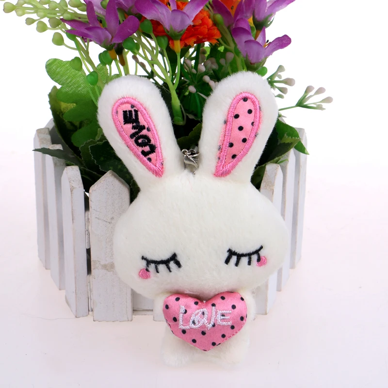 Милые девочки-малышки Мини кролик плюшевые игрушки Ручной работы смешанных цветов ключевая цепочка подвеска для дома свадебного украшения сердце на.