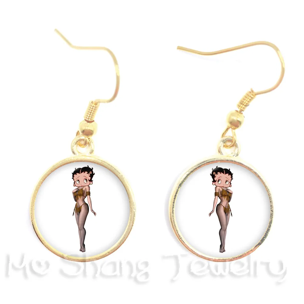 Новые модные серьги Betty Boop 16 мм стеклянные купольные женские ювелирные изделия