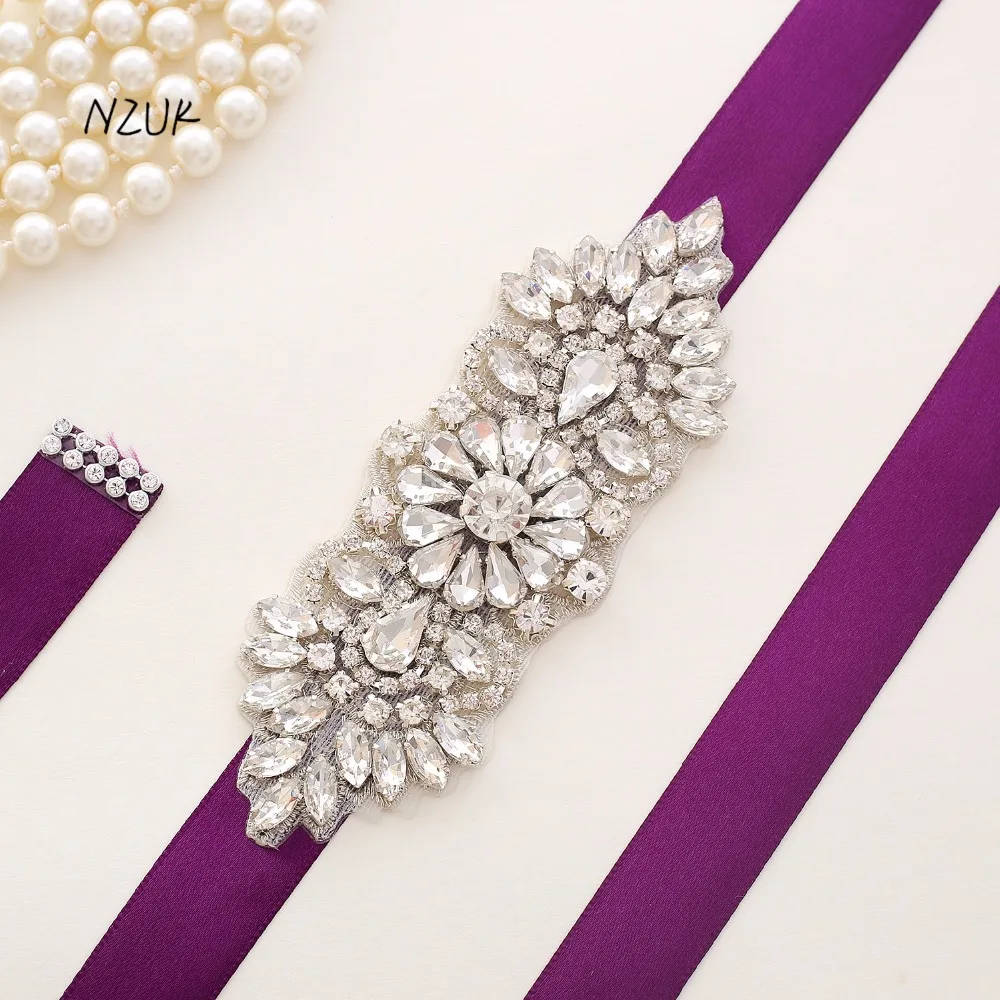 

Rhinestones Bridal Belt Silver Crystal Wedding Belt Ribbon Jeweled Bridal Sash For Wedding Accessories Y149S