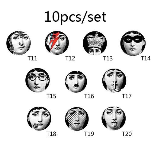Прозрачные декоративные наклейки на стену Fornasetti, качественные отделенные круглые обои для декора ванной комнаты, 10 шт - Цвет: B