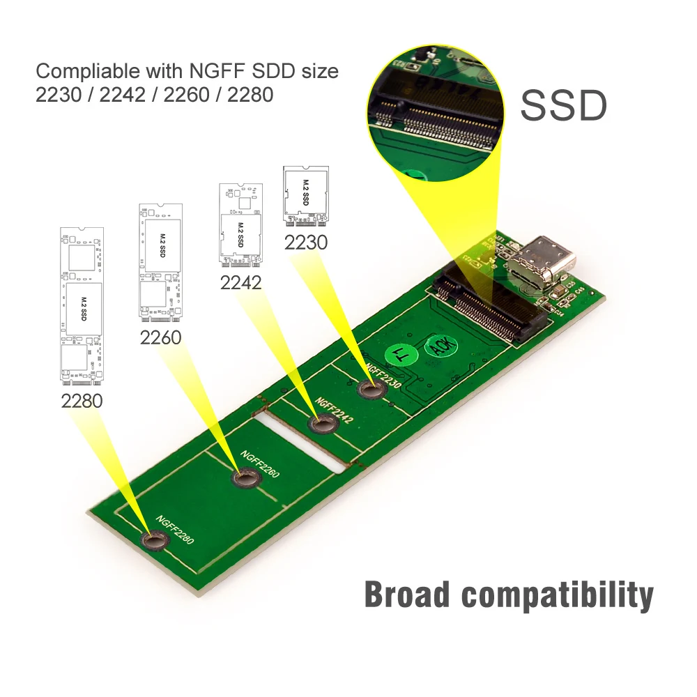 Алюминиевый корпус Wavlink USB C Gen 2 10 Гбит/с M.2 SSD B Key внешний адаптер вверх 3 1 Type NGFF SATA