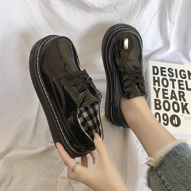 Женская обувь с круглым носком в стиле Харадзюку Весенняя мягкая на низком