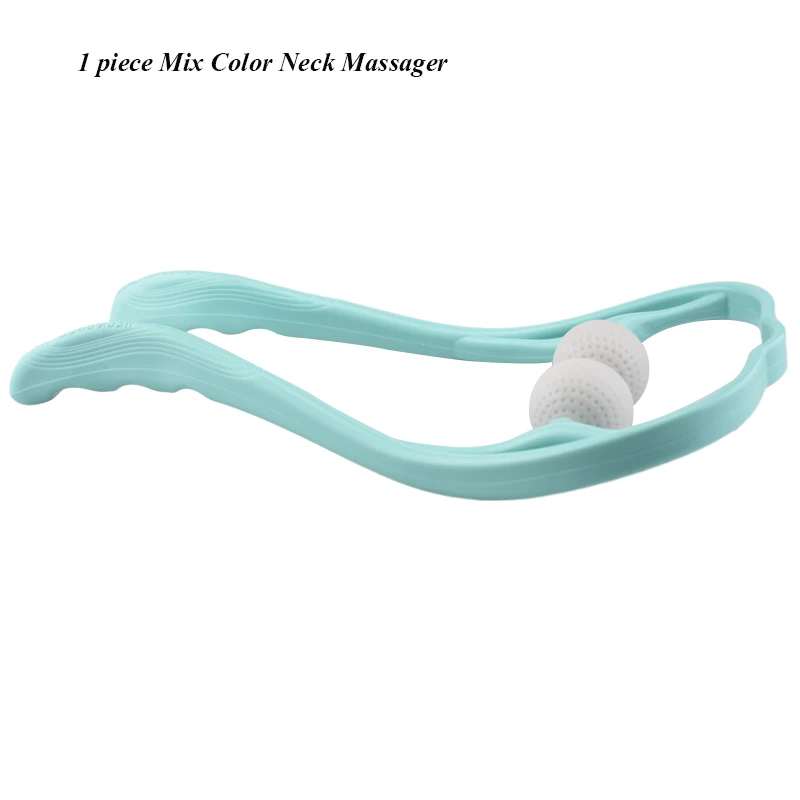 Blue Neck Massager Массажер для шеи, для боли в шее и плечах, двойной триггер, инструмент для самомассажа, имитирует массаж, глубокий тканевый массажер для головы - Цвет: Blue Neck Massager