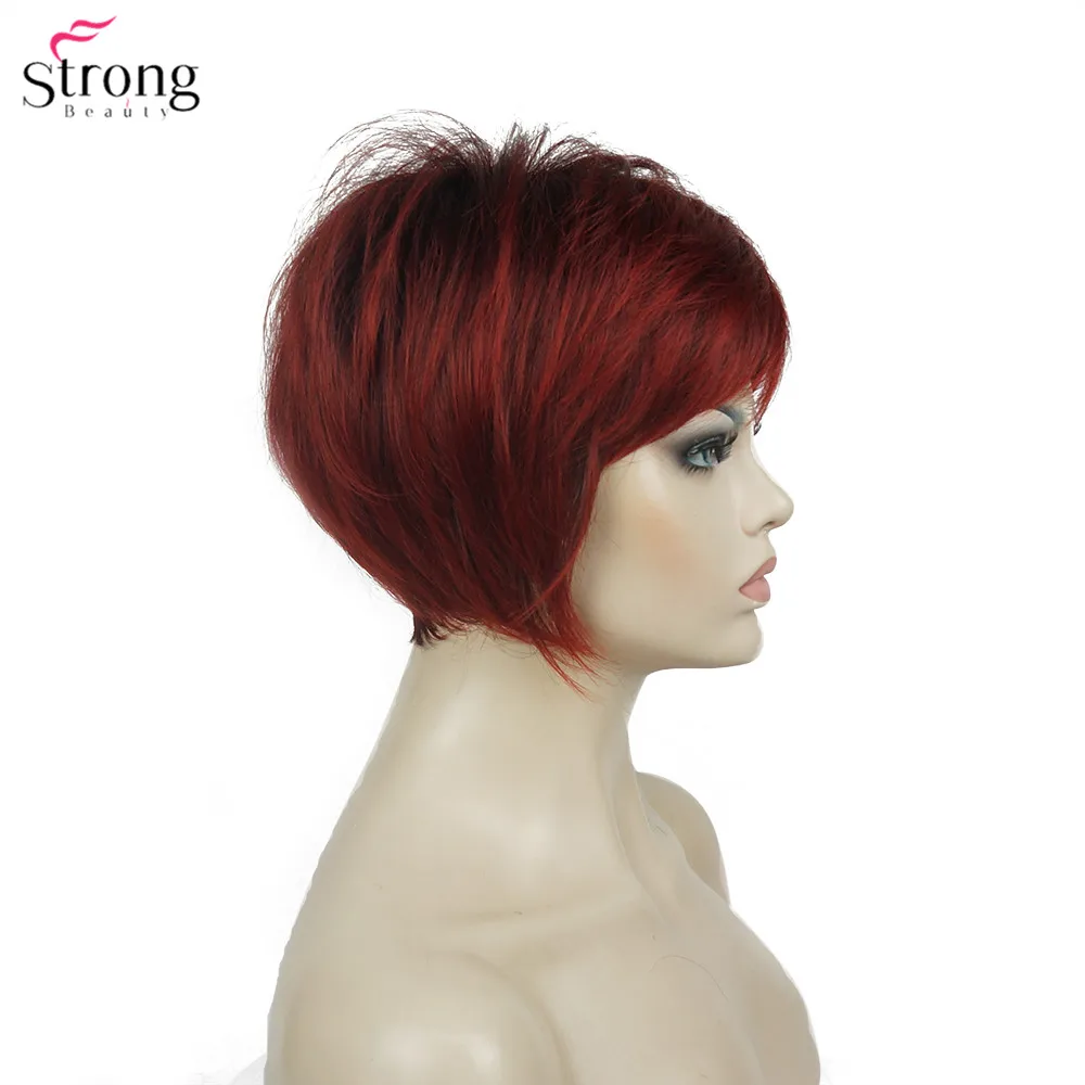 StrongBeauty синтетический парик женский бордовый/Блонд натуральные парики короткие прямые парики