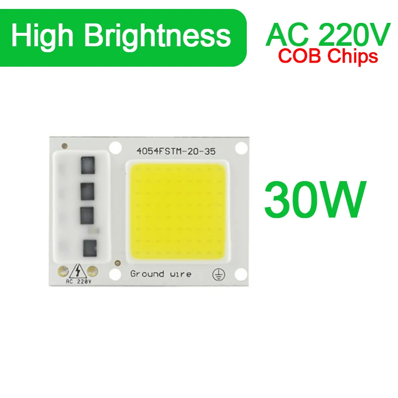 5 Вт~ 100 Вт AC 220 В интегрированный COB светодиодный чип лампы 50 Вт 30 Вт 20 Вт 10 Вт смарт IC драйвер люменов для DIY прожектор - Испускаемый цвет: COB 30W