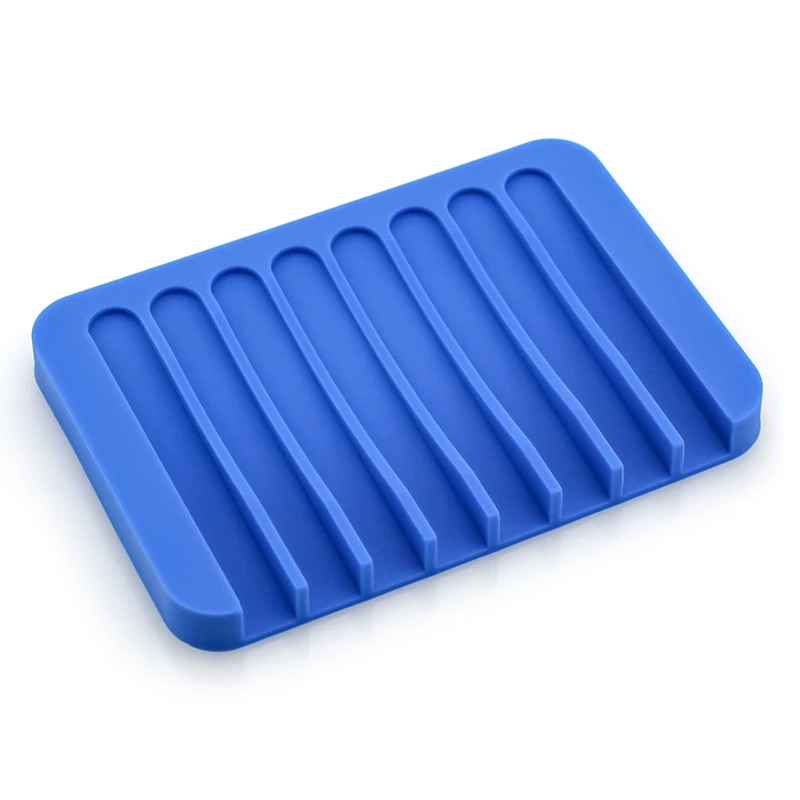 blue 13 Colors Fashion Silicone Flexible Soap Dish Plate Bathroom Soap Holder Soap Box - Цвет: blue
